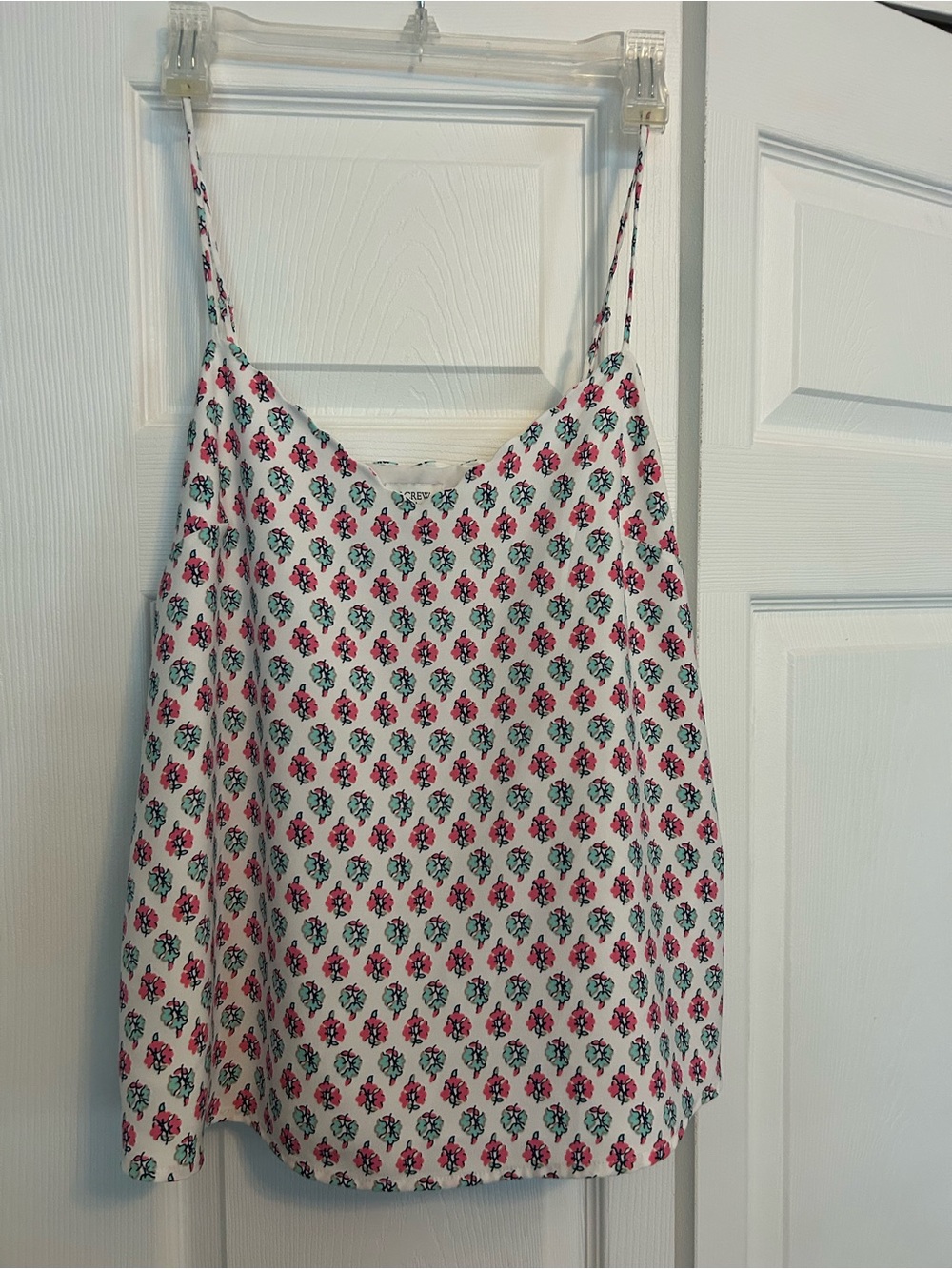 J. Crew White Floral scalloped edge Spaghetti Strap Camisole Sz 10